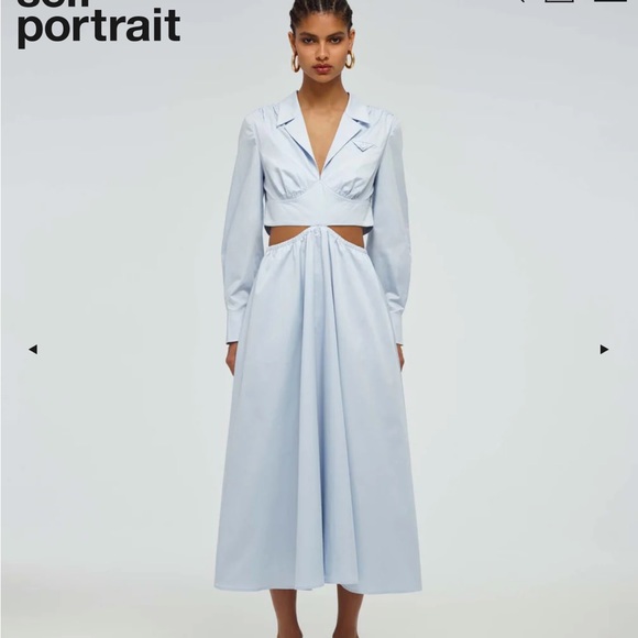 Self-Portrait Blue midi cut out dress - Picture 2 of 5